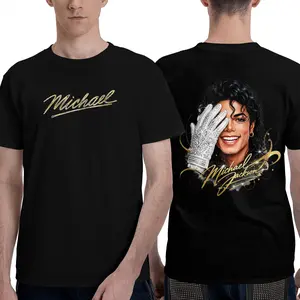 Regular Fit Michael Jackson Graphic Print Round Neck Short Sleeve T-shirt for Daily Wear