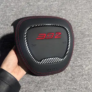 SRT Steering Wheel Cover - Black, Designed for Enhanced Visibility, Durable Material, Compatible with SRT Vehicles Dodge Steering Wheel Horn Cover Upgrade - Custom Napa Leather Colors & Designs