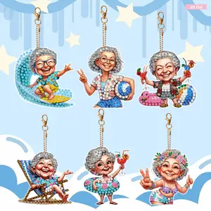 6Pcs DIY Special Shape Diamond Art Painting Keychain Kit Double-Sided Diamond Keychains Crystal Rhinestone Diamond Mosaic Key Chain Unique Handmade Gift