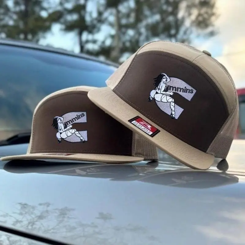 Cummins Girl Trucker Hat – Funny Diesel Mechanic Flatbill Snapback Mesh Cap for Men & Women, Available in Gray, Camo, Black, White & Khaki/Brown, Classic Diesel Power Style