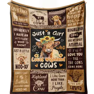 Stuffed Highland Cow Blanket, Highland Cow Gifts For Women, Weighted Highland Cow Decor Throw Blankets For Women, 280Gms With Cow Print Blanket, Soft Blankets For Women, Birthday Gifts For Mom.