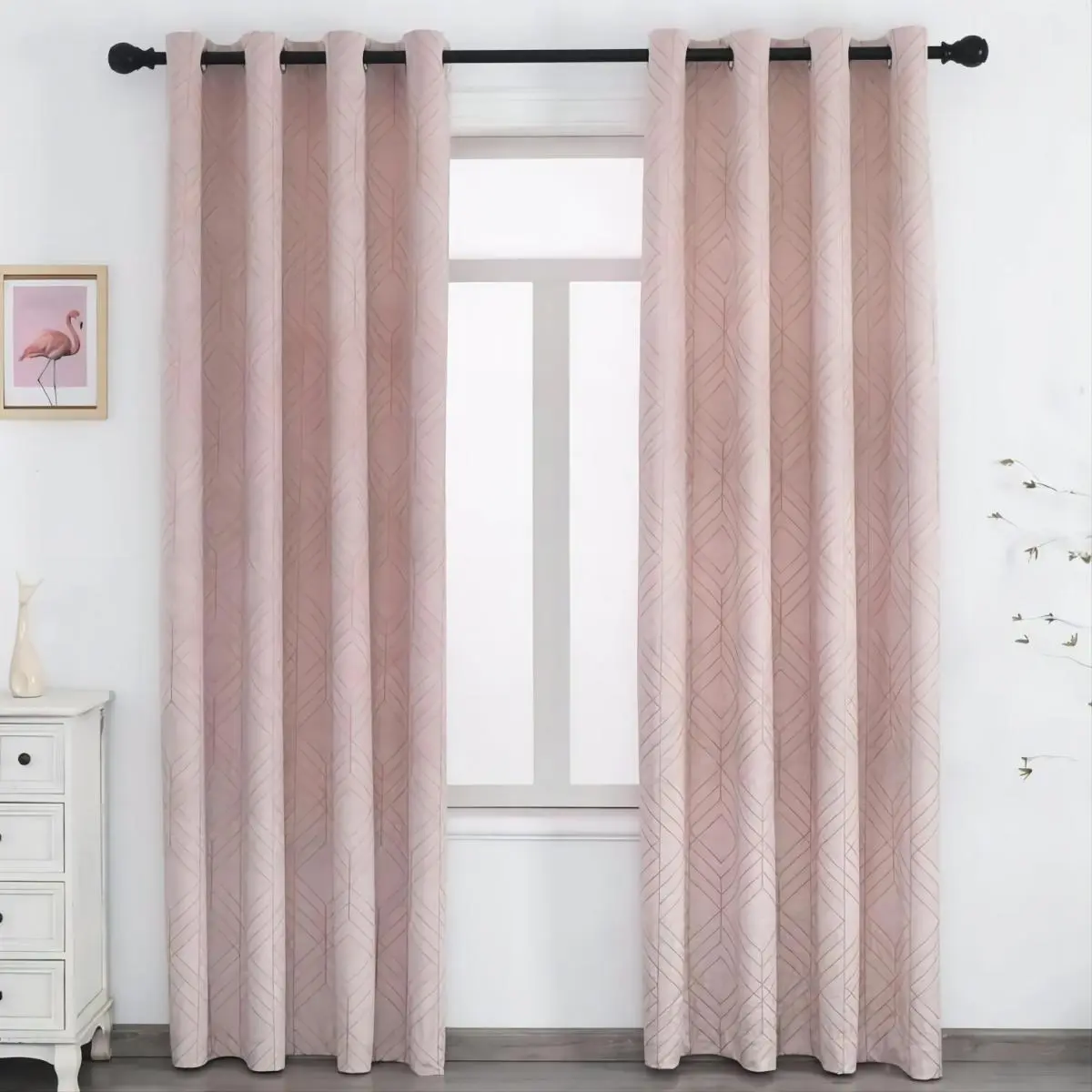 Pink Velvet Curtains for Nursery Bedroom, Room Darkening Privacy Protect Window Treatment Home Decoration for Living Room/Girls Room/Spa/Office