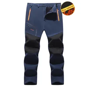 Men's Windproof Fleece-Lined Tactical Pants - Warm, Thickened Outdoor Ski & Hiking Pants with Zippered Pockets for Cold Weather, Gray & Black Design, Cold Weather Apparel |   Sporty Appearance |   Fleecelined Warmth