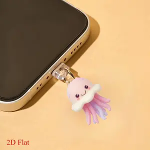 Cute Acrylic Jellyfish Charging Dust Plug, Creative Decorative Charm for Type-C iPhone Lightning Android Phones iPads AirPods Mobile Phone Accessory Phone Decoration