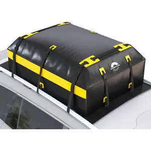 Soft-Shell Vehicle Rooftop Cargo Carrier Heavy Duty Waterproof Car Roof Bag No Rack Needed Car Topper Luggage Carrier with 6 Hooks & Mat (19.4 Cuft)