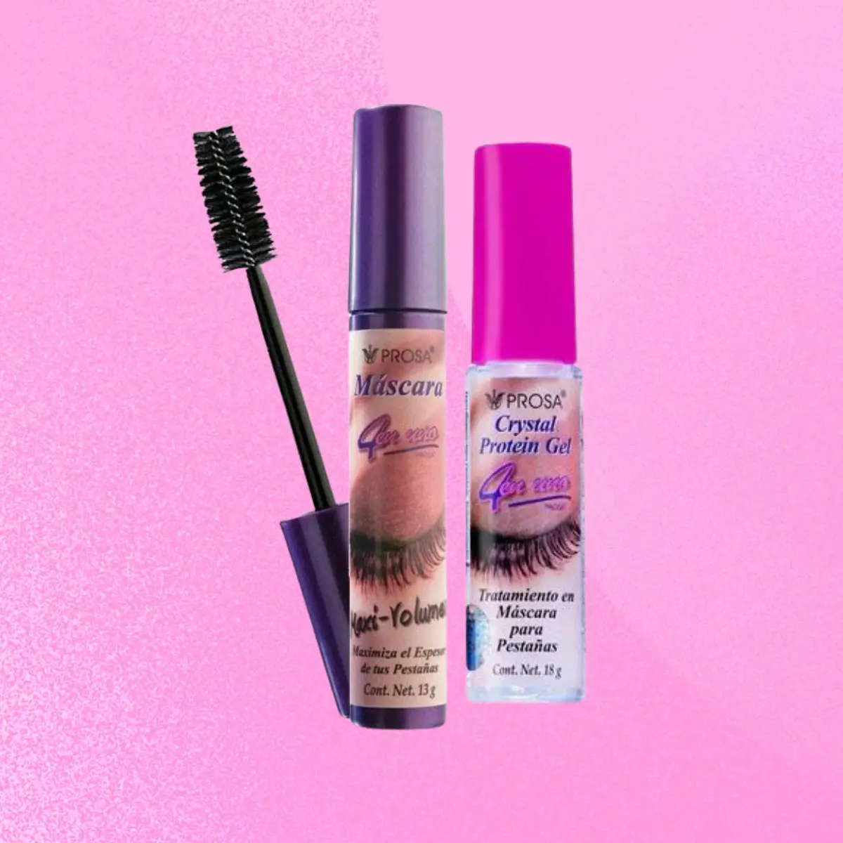 Prosa Maxi-Volume Mascara & Protein Gel Set, Water-Resistant Makeup Duo with Jojoba Oil for Smooth, Full Coverage Lashes, 13g, Makeup Routine