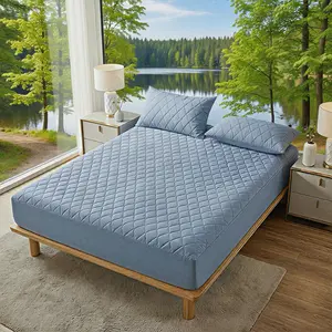 Breathable Waterproof Mattress Protector Set with Pillowcases Diamond Quilted 16" Deep Pocket Breathable Machine Washable Fits Twin Full Queen King Sizes