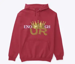 U R Enough Crown Unisex Hoodie Soft Durable Cotton Poly Blend with Front Pouch Pocket & Adjustable Drawstring Hood for Autumn Casual Wear