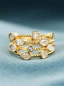 1 PC Gorgeous Cubic Zirconia Stackable Ring For Women For Valentine's Day Gift Wedding Anniversary Party Jewelry