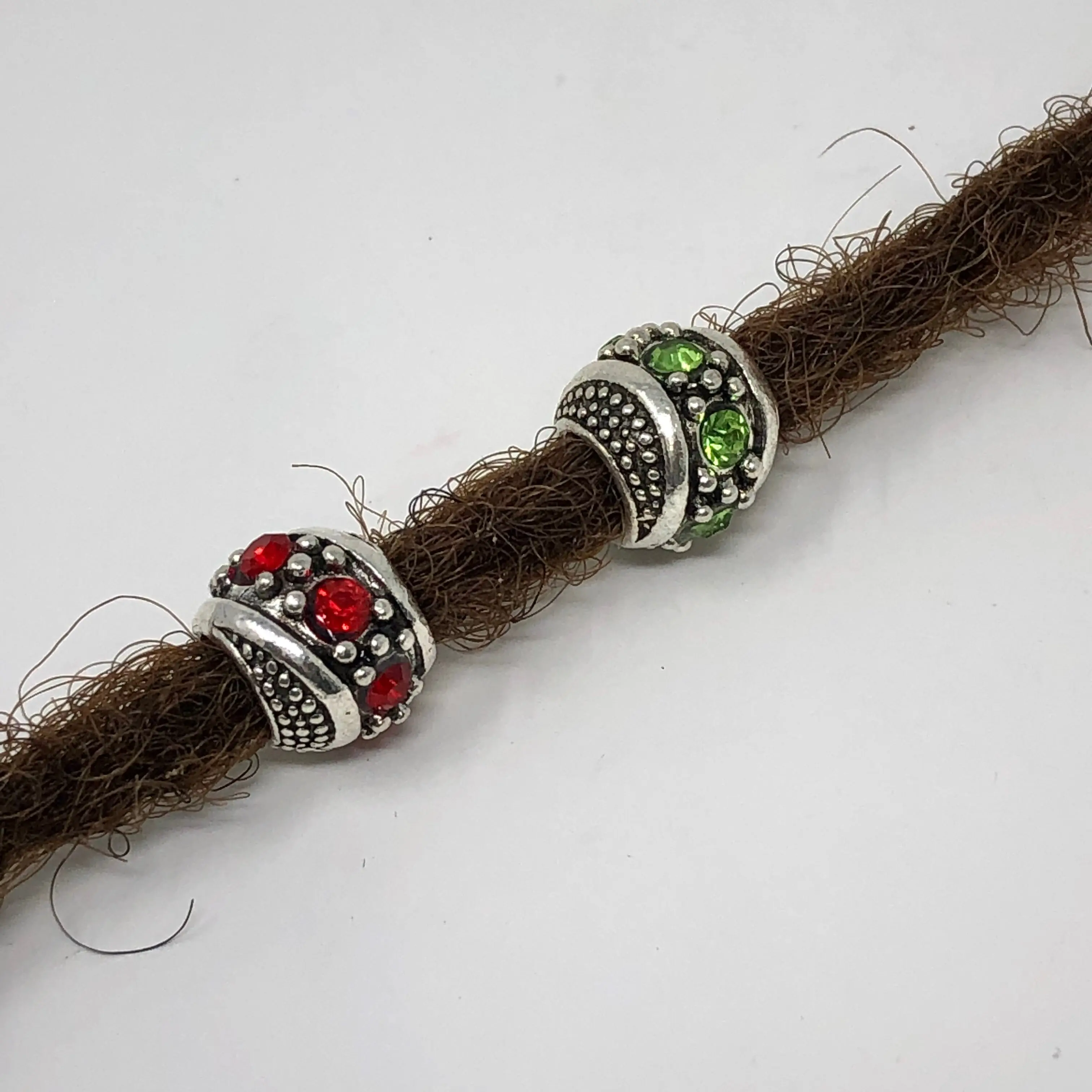 25 Piece Rondelle Alloy Rhinestone European Beads Antique Silver, Mixed Color Dreadlock Beads Diy Beading Accessories Beaded Jewelry