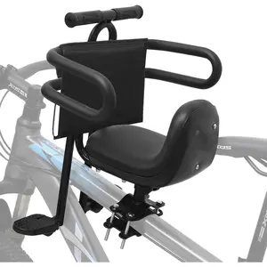 Kids Bike Seat with Guardrail, Detachable Front Mounted Toddler Bicycle Seat with Foot Pedals for Children 1-4 Years, Compatible with Adult MTB Mountain Bikes