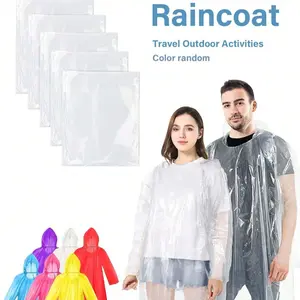 1/2/4/6PCS Heavy-Duty Raincoat with Windproof Hood, Portable Waterproof, Rainproof Poncho, For Travel and Outdoor Activities, Transparent, Random Color