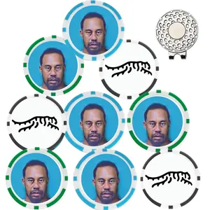 Tiger Pattern Golf Ball Marker with Magnetic Cap Clip, 10pcs/set Golf Ball Marker, Golf Accessories for Golf Enthusiasts, Golf Gift