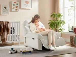 Power Recliner Chair with USB & Type-C Charging, 270° Swivel Glider Rocker, Electric Nursery Recliner for Living Room, Bedroom, and Office, Adjustable Comfort Rocking Chair