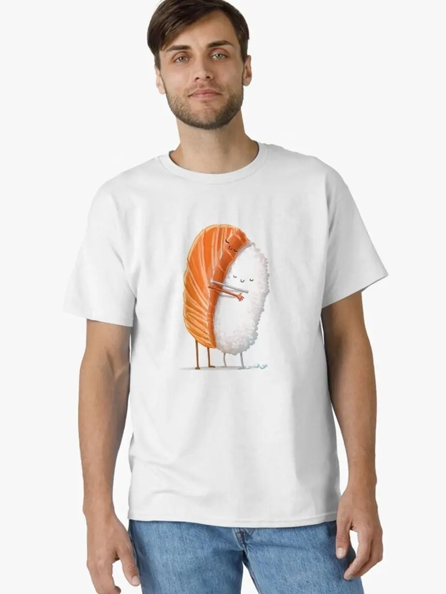 Women's Classic Sushi Hug T-Shirt (AV5) - Available in S, M Sizes, Digital Print, Outdoor Athletic Wear