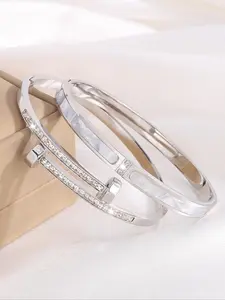 Elegant Rhinestone Decorated Bangle Bracelet, Fashionable Jewelry for Women & Men for Party, Daily Clothing Decor, Trendy All-match & Exquisite Jewelry for Birthday Gift