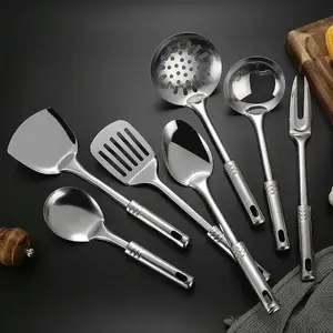 New Kitchen Stainless Steel Cooking Spatula Shovel Colander Kitchenware Pots Set Utensils Rice Soup Spoons Cookware Accessories
