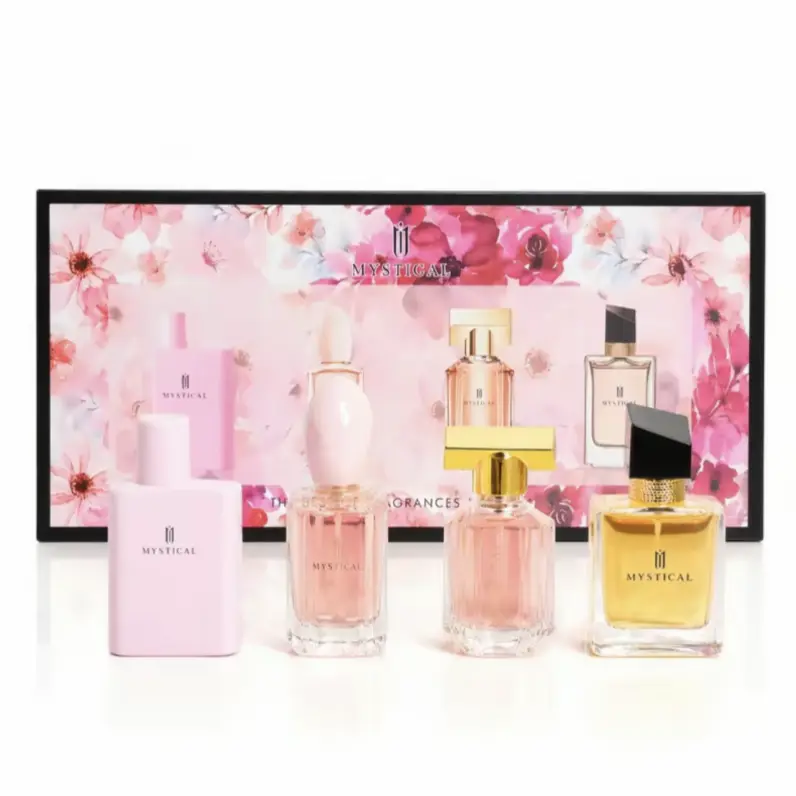 MYSTICAL 4-piece Women's Perfume Gift Set, 30ml×4. A niche fresh floral fruity long-lasting light perfume kit, an ideal gift for girlfriends and female best friends. Specially crafted for women with romantic rose scents, presented in a luxurious perfume
