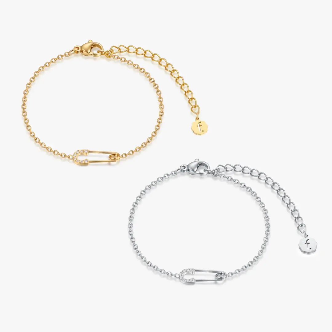Pave Safety Pin Bracelet