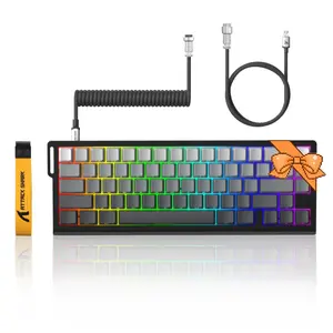 ATTACK SHARK X68HE Wired Mechanical Keyboard, 0.01mm Adjustable Actuation Wired 60% Gaming Keyboard with Coiled Cable for Win, Mechanical Backlit Keyboard