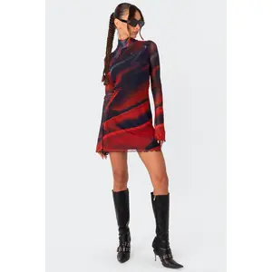 Sparks Fly Side Slitted Mesh Mini Dress