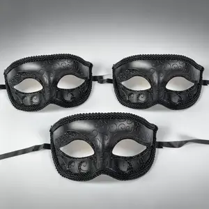Christmas Ball Flat Head Carved Mask Set, Party Makeup Masks, Sexy Atmosphere Mystery Masks, 3 Piece Pack, No Electricity Required