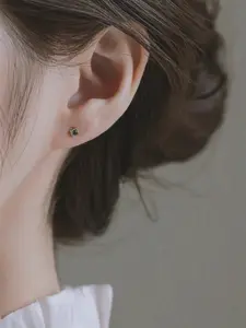 Elegant Artificial Zircon Decor Stud Earrings, Statement Earrings, Fashionable Jewelry for Women, Trendy All-match & Exquisite Jewelry for Birthday Gift