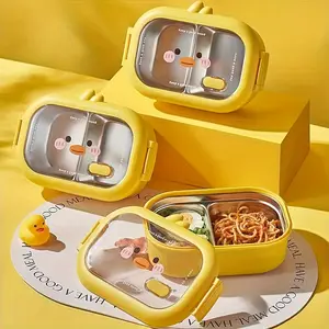 1Pc, Kawaii Bento Bento Box, Stainless Steel Vaisselle De Lux Interior, Leak-Proof, Heat Insulation, Cute Design