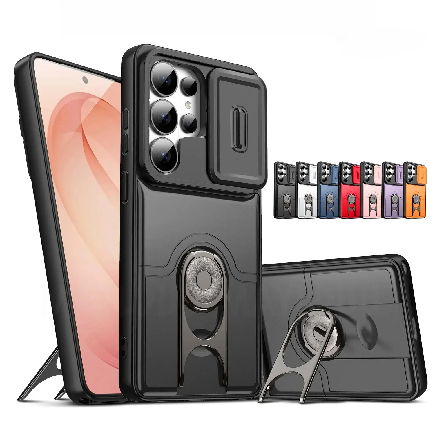 HAY Smartphone Casing for Samsung Galaxy A37 A57 A56 A36 A26 A16 A55 A35 A25 A17 A07 A05 A53 5G - Slide Camera Protection, Magnetic Holder, Handheld Armor Cover for Mobile Devices
