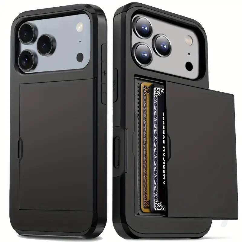 Shockproof Heavy-Duty Hard Protective Smartphone Case with Card Slot, Compatible with for iphone 17 Pro Max, 16 Pro Max, 15 Pro Max, And 14 Pro Max, 13, 12, 11, Air, Plus, XR, XS Max, Hidden Storage, Phone Case, Handy Case, Cover, Casing, Phone Accessory