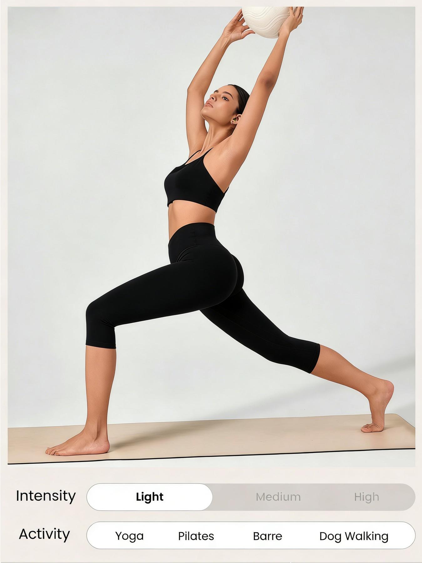 4-Pack yoga pants Sports Leggings For Women, High-Waisted Cropped Yoga Pants With Pockets, Women's Super Soft High-Elastic Capri Leggings - Full Coverage No See-Through Workout Pants, Solid Color Athletic Yoga Running Capris