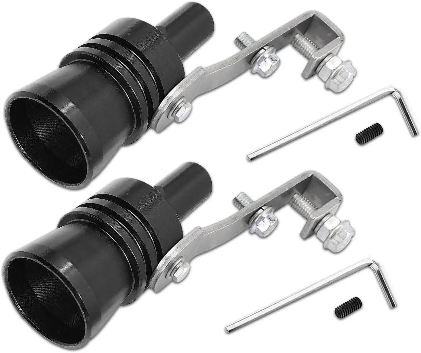 2Pcs Car Turbo Whistle, XL Size Aluminum Alloy Universal Turbo Sound Exhaust Muffler Pipe Whistle Car Roar Maker (Black)
