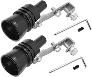 2Pcs Car Turbo Whistle, XL Size Aluminum Alloy Universal Turbo Sound Exhaust Muffler Pipe Whistle Car Roar Maker (Black)