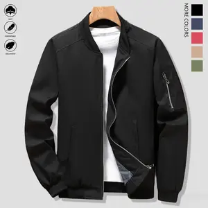 Men's coats - Non-elastic business and casual jackets, with stand-up collar design, zipped pockets - suitable for office and work attire, spring and autumn casual outerwear - easy-to-care-for professional suits, minimalist style, durable fabric