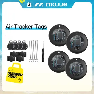 Air Tracker Tags-4 Pack: Smart Bluetooth Tracker,  Tag Locator for Cars, Pets, Keys, Luggage, Satchel, Weatherproof Case, Anti-Lost Device, Works with Apple Find My (iOS Only), No Monthly Fees, IP67 Waterproof, Replaceable Battery Remote
