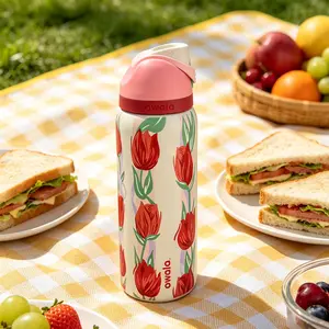 Owala FreeSip 32 oz Large-Capacity Insulated Tulip Bouquet Mug - Portable Tumbler with New Design, Ideal for Camping, Travel - Kitchenware Drinkware Vacuum Flask