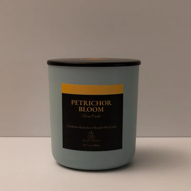 Octo Wicks Petrichor Bloom Scented Candle - Gardenia, Petrichor, Aromatique Wax Melt - 12.7 oz / 360 g Jar