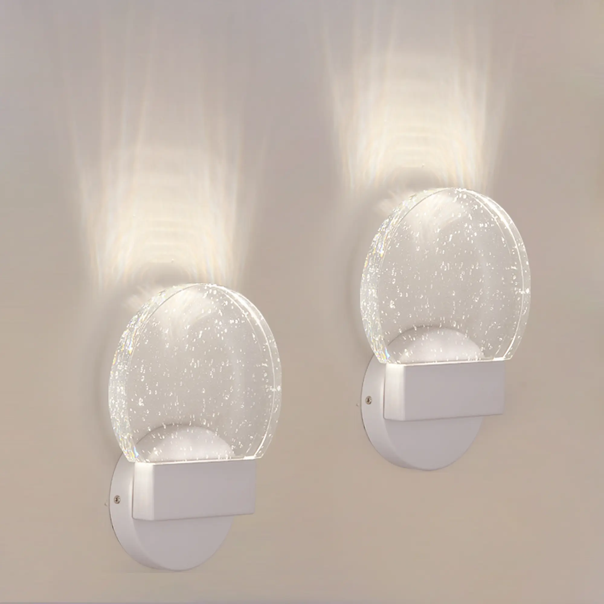 [Clearance sale] 2-Pack Crystal round Cute Wall Light, 3 Color Temperatures (3000K/400K/6000K) - Ideal for Living Room, Bedroom, Office, Dining Room, and Hallway