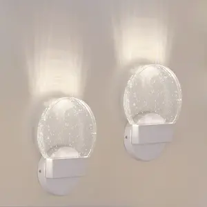 [Clearance sale] 2-Pack Crystal round Cute Wall Light, 3 Color Temperatures (3000K/400K/6000K) - Ideal for Living Room, Bedroom, Office, Dining Room, and Hallway