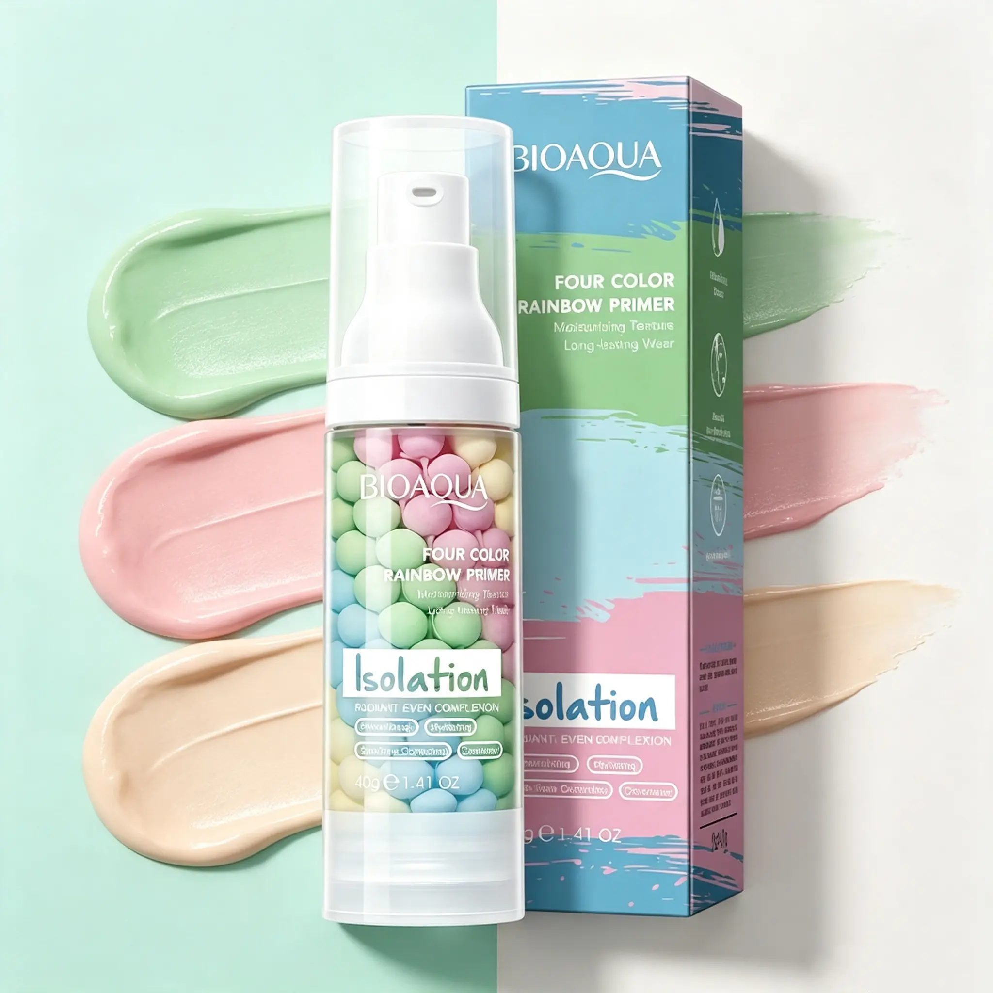 Bioaqua Four Color Rainbow Primer Isolation Radiant Even Complexion 40g Moisturizing Makeup Base
