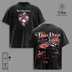 Vintage 2000s Three Days Grace Band Tee – Washed Rock Music T-Shirt Vintage Acid Wash Heavy Cotton Oversize Unisex Retro Graphic Streetwear Top, Alternative Metal Grunge Rock Band Tribute, Music Lover Gift Edition