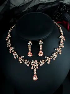 Women's Necklace & Earrings Set, Sparkling Water Diamond Design, Fashionable Party Jewelry, Elegant Birthday Gift, 3-Piece Accessories