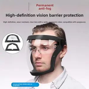 Transparent Mask - Adjustable Full Face Shield - Durable Plastic Safety Mask - Heat and Impact Resistant for Work, Kitchen and Outdoor Use with Easy Drawstring Closure Design