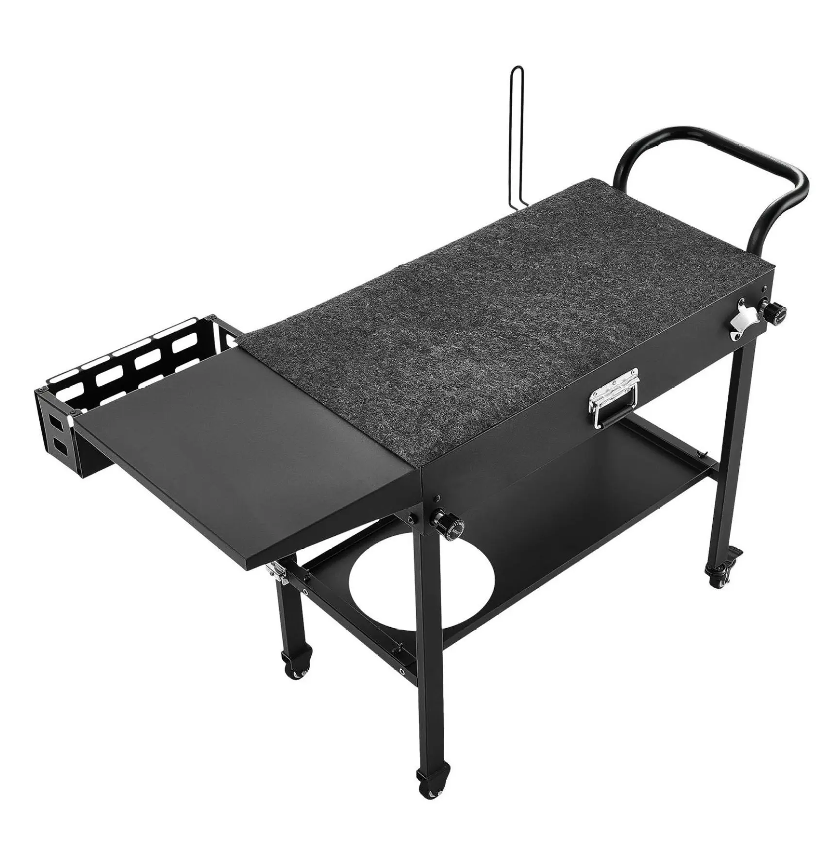 Outdoor Grill Cart, 31x17in Folding BBQ Prep Table with Hooks & Wheels, Portable Kitchen Table for Patio, Picnic, Camping, VEVOR Grilling Station 31x17 inch Iron Countertop