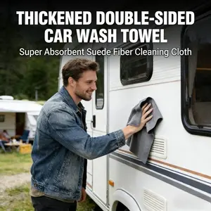 New Extra Thick 30cm x 30cm Car Wash Towel, Dual-Sided Suede Microfiber Cleaning Cloth, Super Absorbent Lint-Free Scratch-Free Drying Towel for Auto Detailing, Glass, Paint, Interior & Home Cleaning