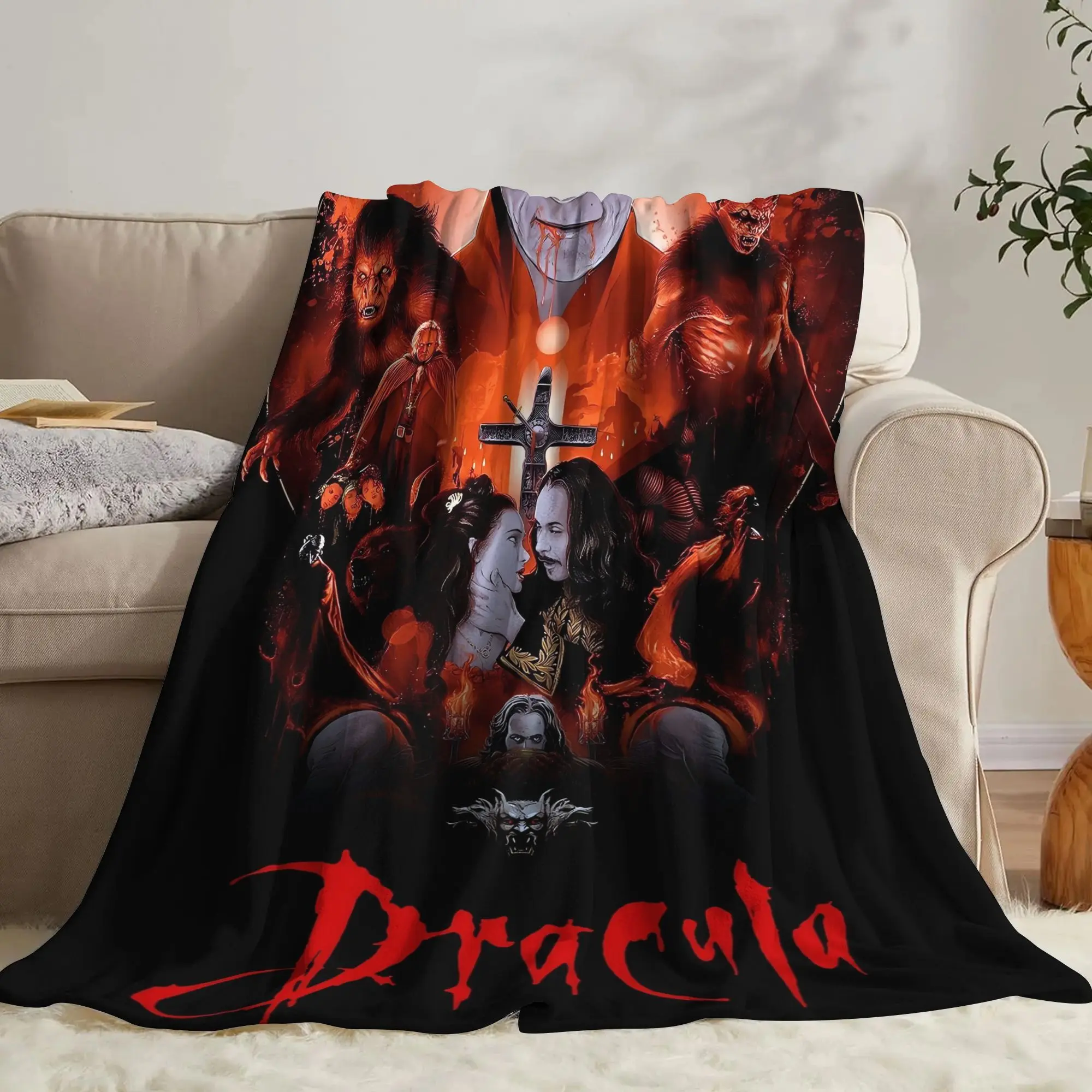 Bram Stoker's Dracula Blanket Flannel Gothic Cozy Cover With Dark Vampire Aesthetic, Ultra-Soft Warm Throw Ideal For Bed Blanket Layering, Sofa Lounging, Travel Blanket Use, And Spooky Home Decor