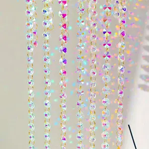 Crystal Chandelier Parts Beads, Hanging Crystal Beads Chain Garland, Door Curtain, Candlestick, Party Wedding Christmas Decorations