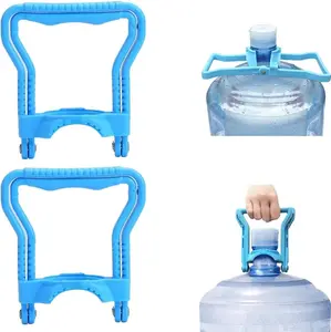 2 Pack 5 Gallon Water Bottle Handles – Heavy Duty Bottle Carrier with Non-Slip Rubber Grip, Easy Lift & Pour Handle for 5 Gallon Jug Caps (Blue)