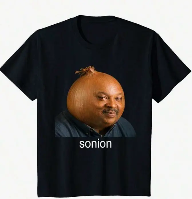 Viral Weird Internet Meme Sonion Onion Man Heat Transfer Cotton Tee for Trendy Store Visit & Unique Daily Styling Unisex Basic Tshirt