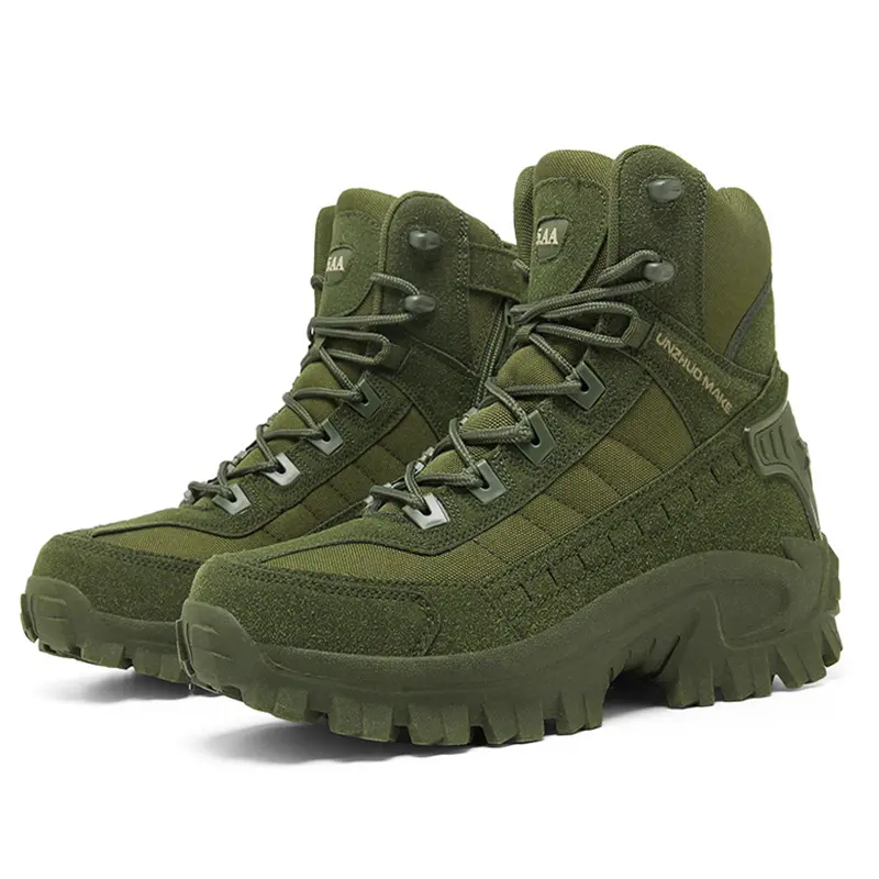 Men's High Top Hiking Boots, Shock-absorbing Non-slip Desert Boot, Winter Outdoor Camping Trekking Shoes, Tactical Boots, Comfort, Non-slip, and Durable Lace-up Design, for Outdoor Adventures, rubber boot, Hiking, and  leather motorcycle combat boot